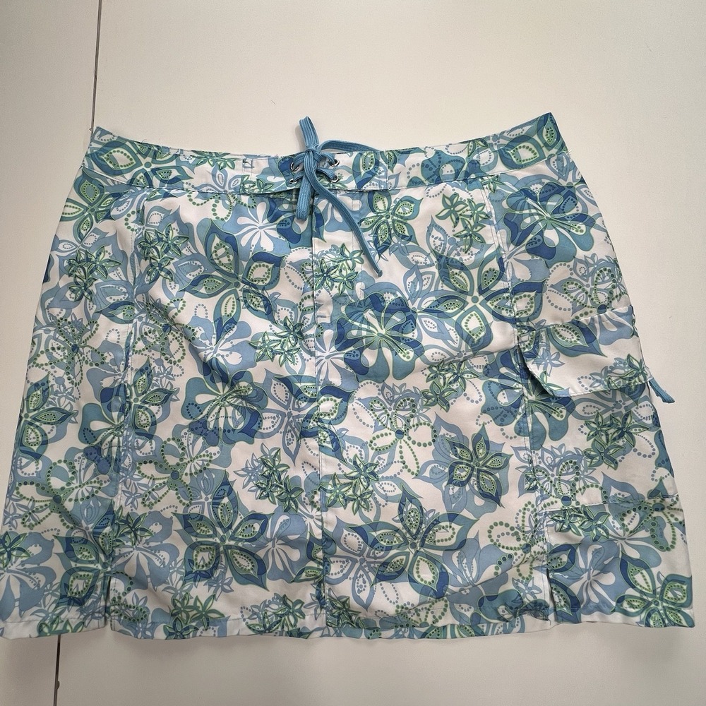 Title Nine Women's Skirt Skort Size 8 Blue Floral Print Tennis Golf Pickleball